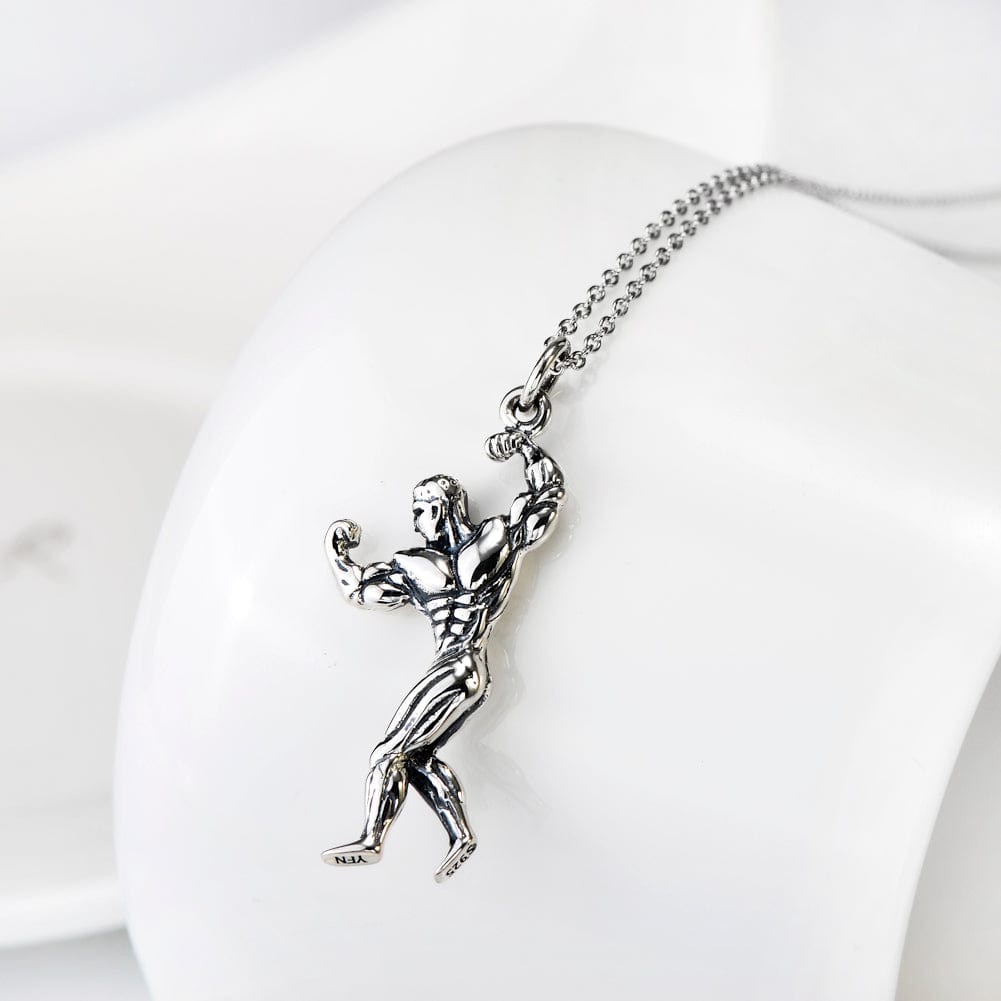 Muscle Man Classic 925 Sterling Silver Necklace - ALLRJ