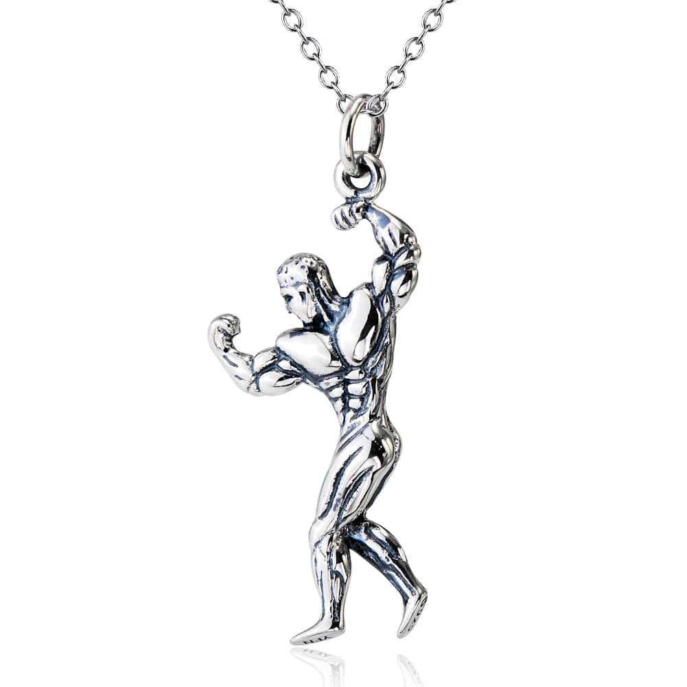 Muscle Man Classic 925 Sterling Silver Necklace - ALLRJ
