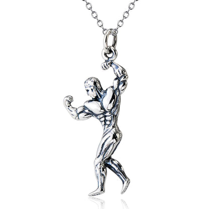Muscle Man Classic 925 Sterling Silver Necklace - ALLRJ