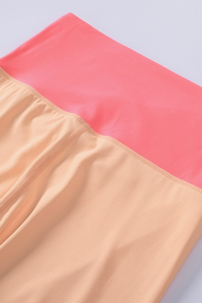 Orange Two - Tone Colorblock Bra Leggings Active Wear Set - ALLRJ