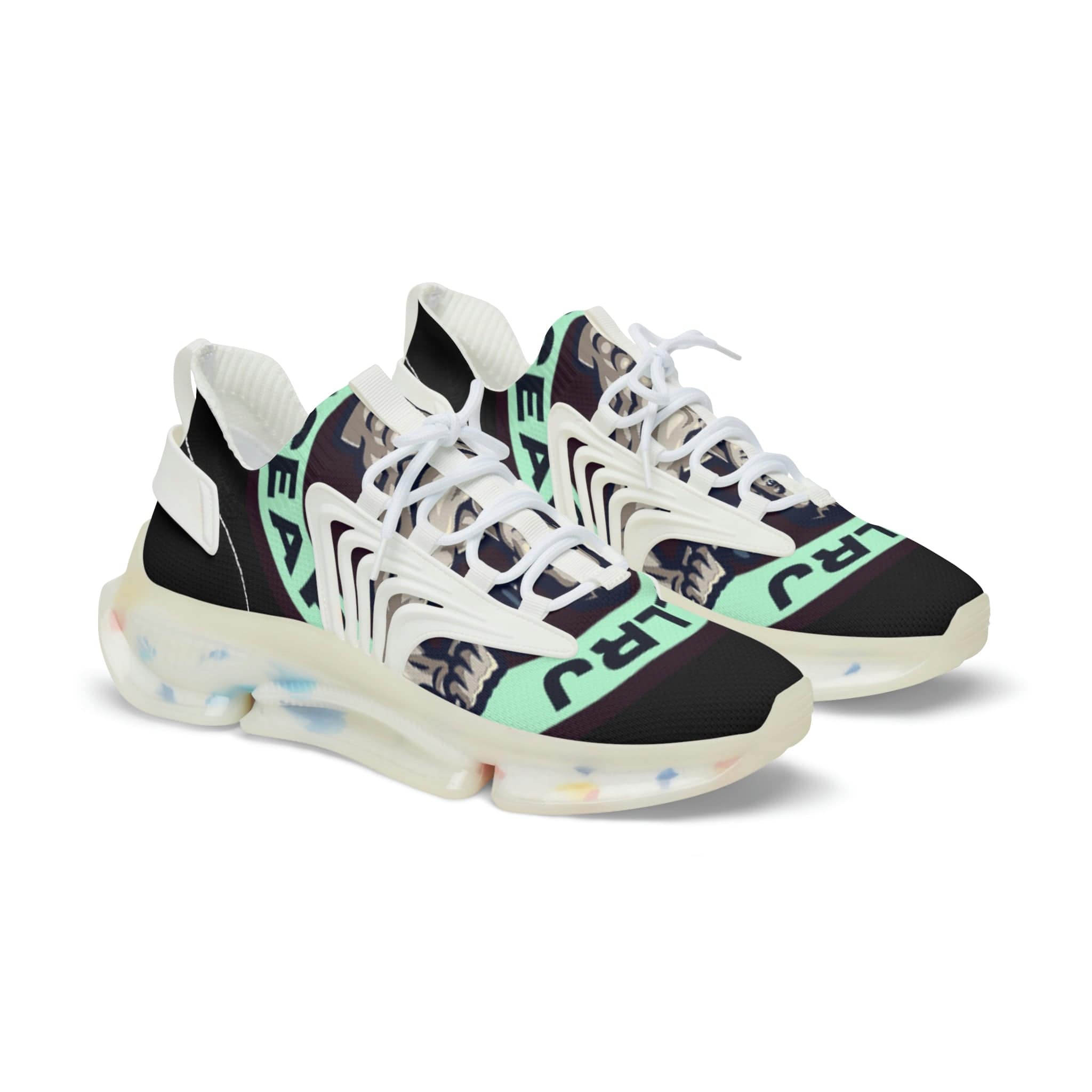 Allrj all over motif knit trainers White sole