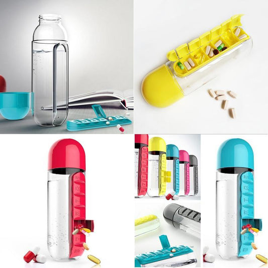 Sports Water Bottle with pillboxes - ALLRJ