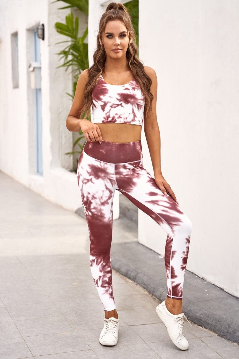 Two - Piece Tie - Dye Tank And Leggings Sportswear - ALLRJ