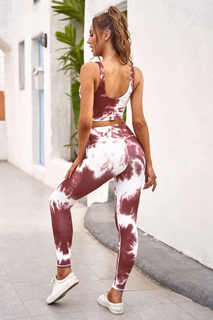 Two - Piece Tie - Dye Tank And Leggings Sportswear - ALLRJ