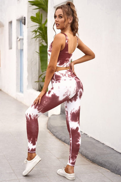 Two - Piece Tie - Dye Tank And Leggings Sportswear - ALLRJ