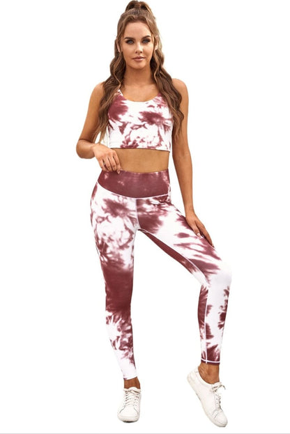 Two - Piece Tie - Dye Tank And Leggings Sportswear - ALLRJ