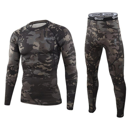 Split Joint Long Sleeve Two Pieces Black Camo